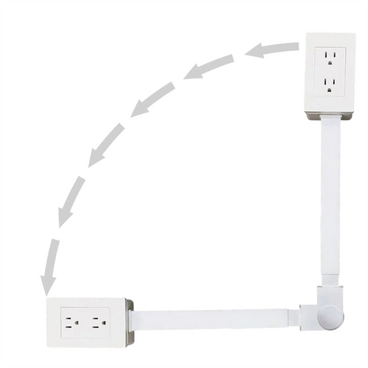 180° Rotating Power Socket Outlet Extender with TWO AC Outlets and USB-C USB-A Ports, Phone Holder & Flat Plug
