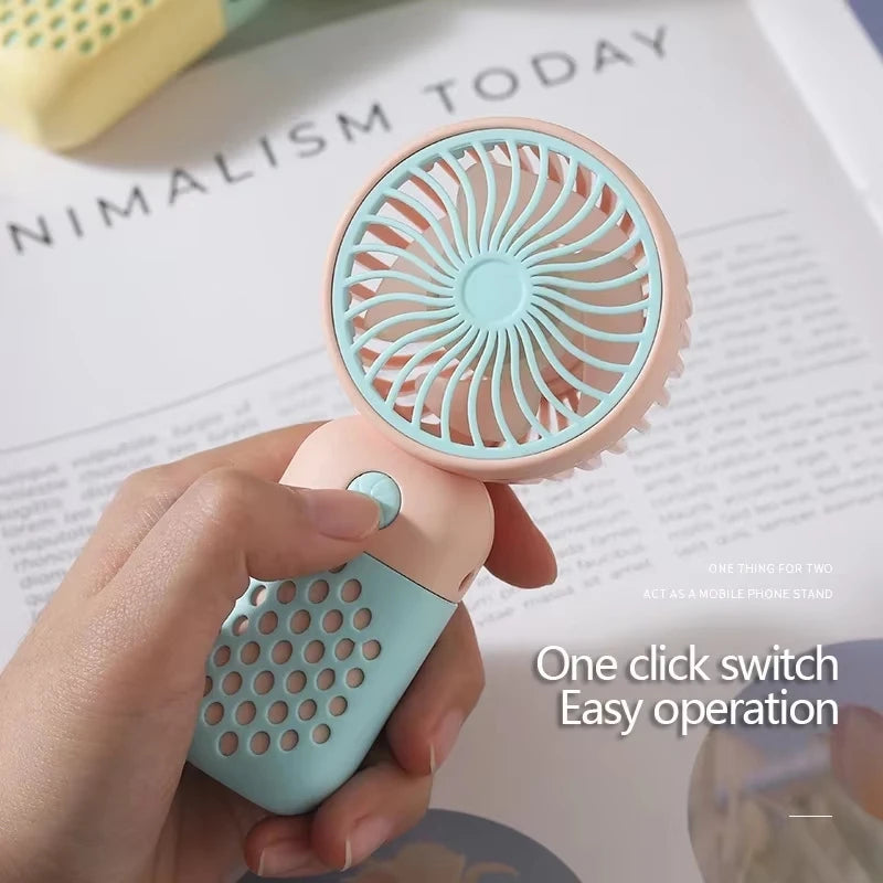 Cute USB Mini Portable USB Rechargeable Handheld Fan for Travel, Camping, or School